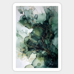 Olive Opulence - Abstract Alcohol Ink Art Sticker